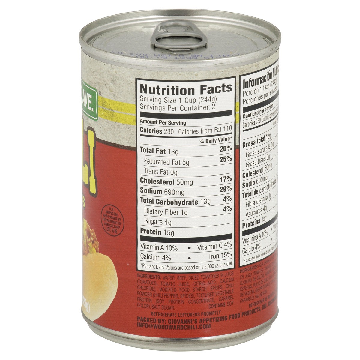 slide 4 of 4, Woodward Ave. Chili with No Beans, 15 oz, 15 oz