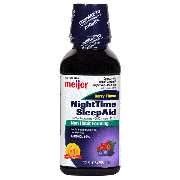 slide 1 of 1, Meijer NightTime Sleep Aid, Berry Flavor, 12 fl oz