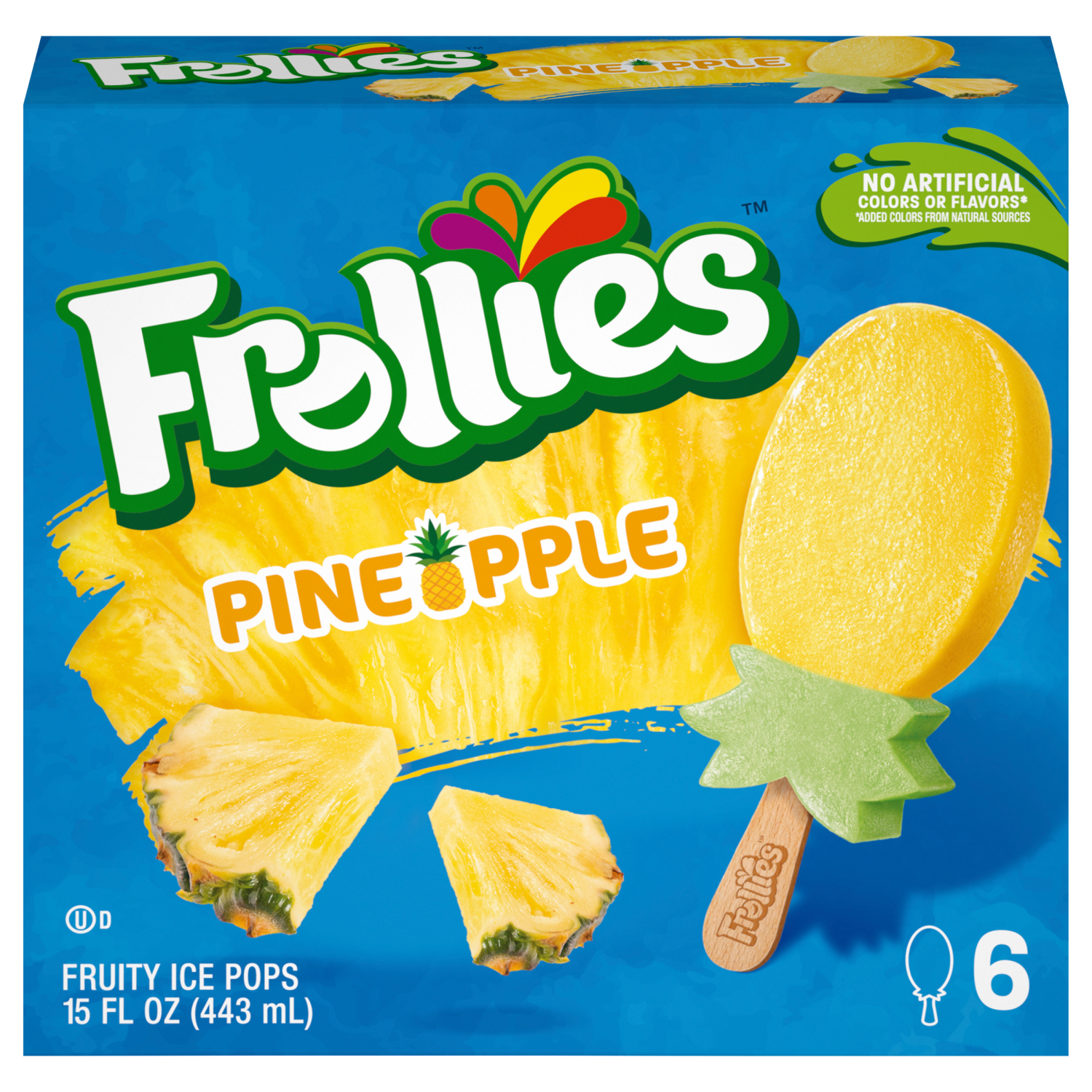 slide 1 of 3, Frollies Pineapple Fruity Ice Pop 6 Ct 15 Oz, 6 ct