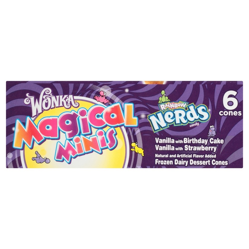 slide 4 of 6, Nestlé Frozen Dairy Dessert Cones, Magical Minis with Rainbow Nerds, 6 ct Box, 13.5 fl oz