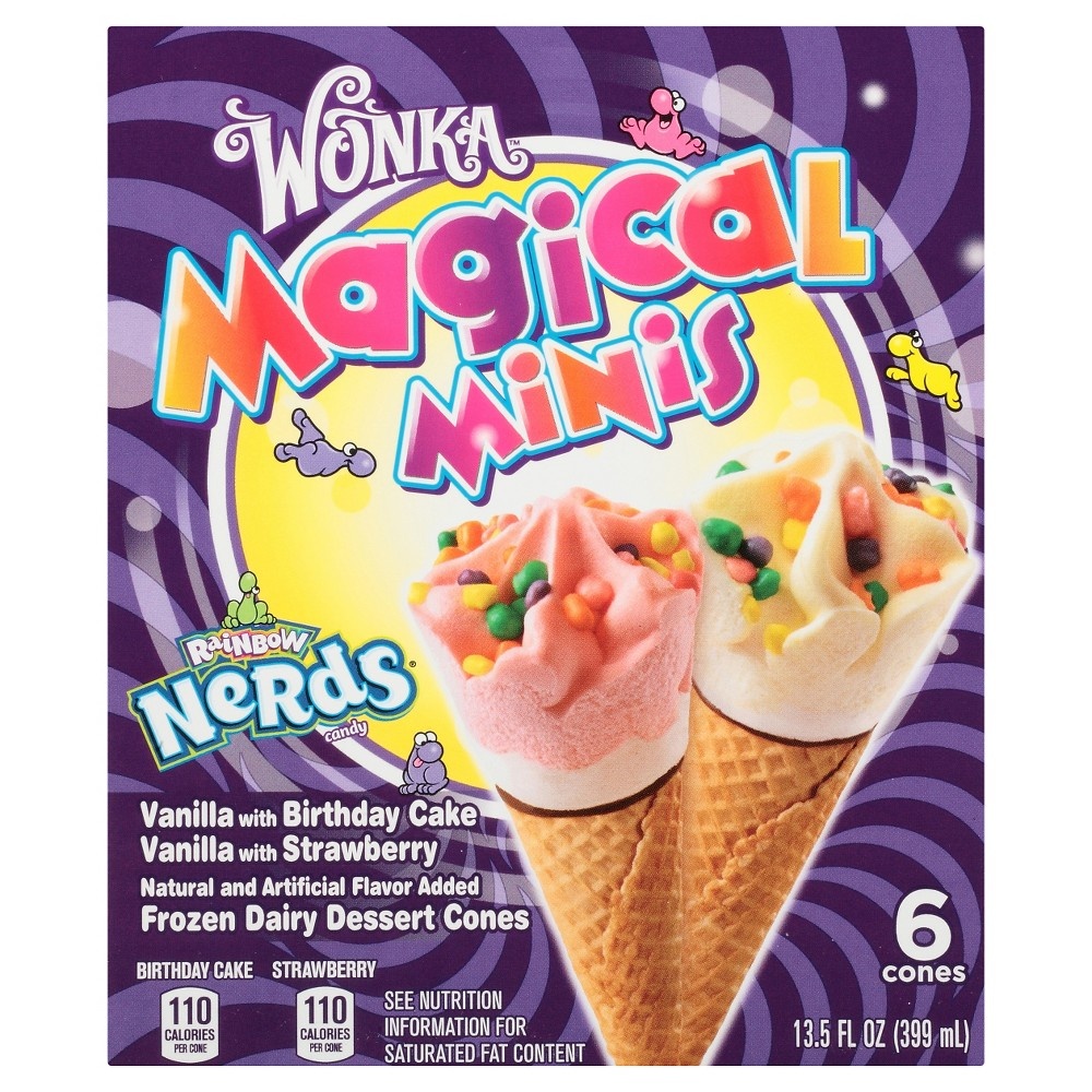 slide 5 of 6, Nestlé Frozen Dairy Dessert Cones, Magical Minis with Rainbow Nerds, 6 ct Box, 13.5 fl oz