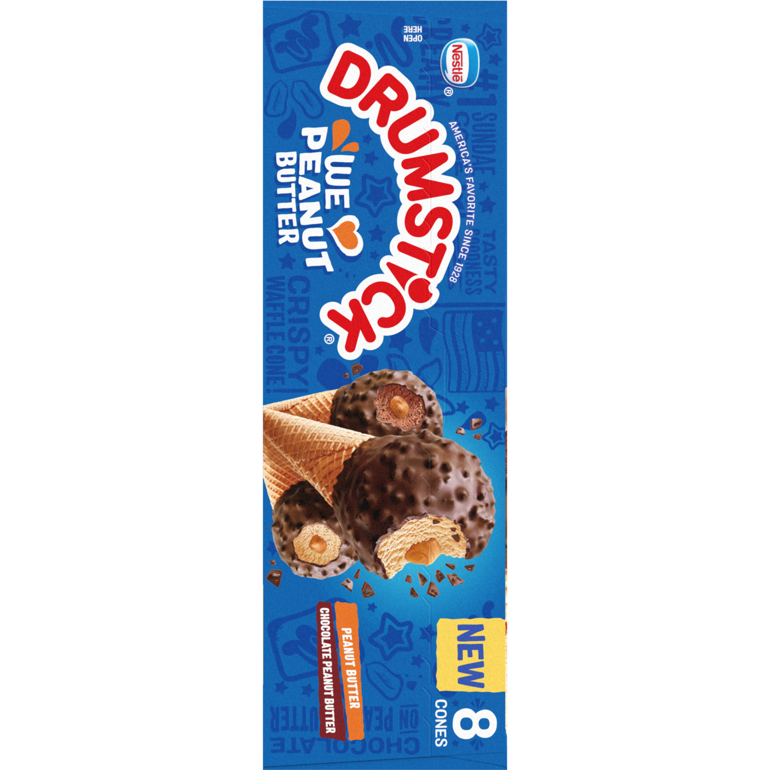 slide 2 of 3, Drumstick® Chocolate Peanut Butter and Peanut Butter Cones Variety Pack, 8 ct / 36.8 fl oz
