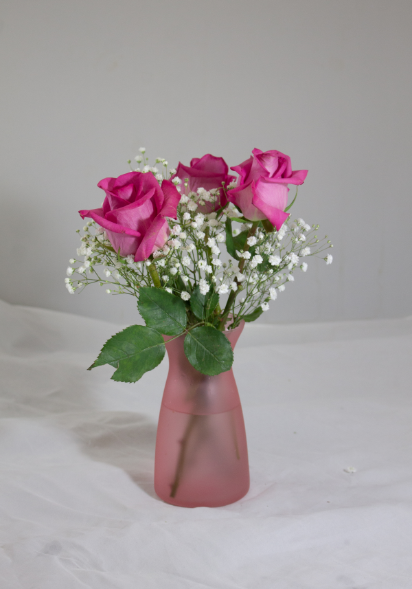 slide 4 of 5, Valentine's Day Triple Rose Vase Arrangement, 1 ct