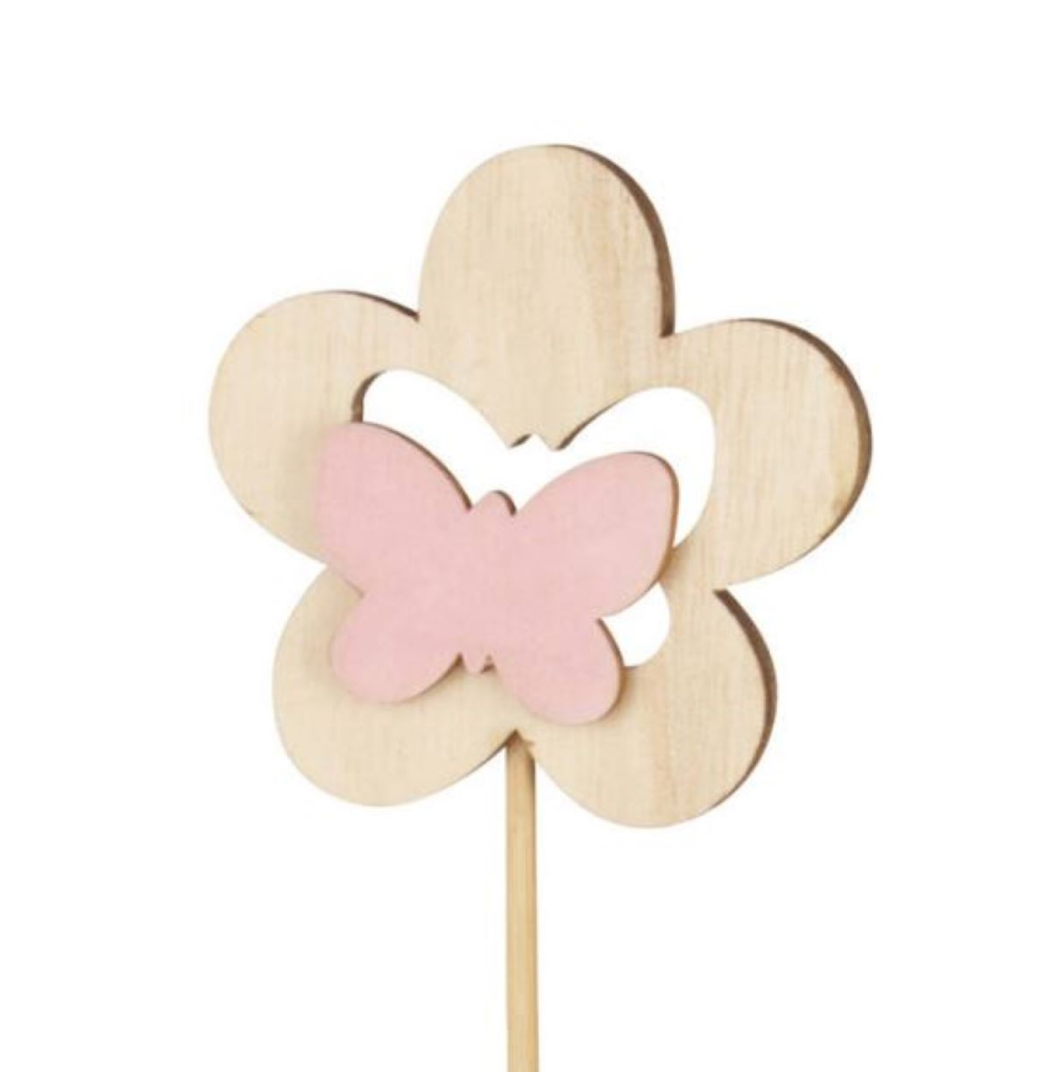 slide 1 of 1, Wood & Velvet Flower Plant Pick, 1 ct