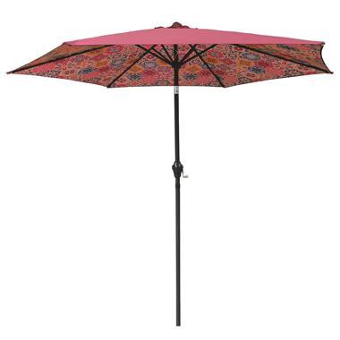 slide 1 of 1, 9' Steel Market Umbrella - Red Tile, 1 ct