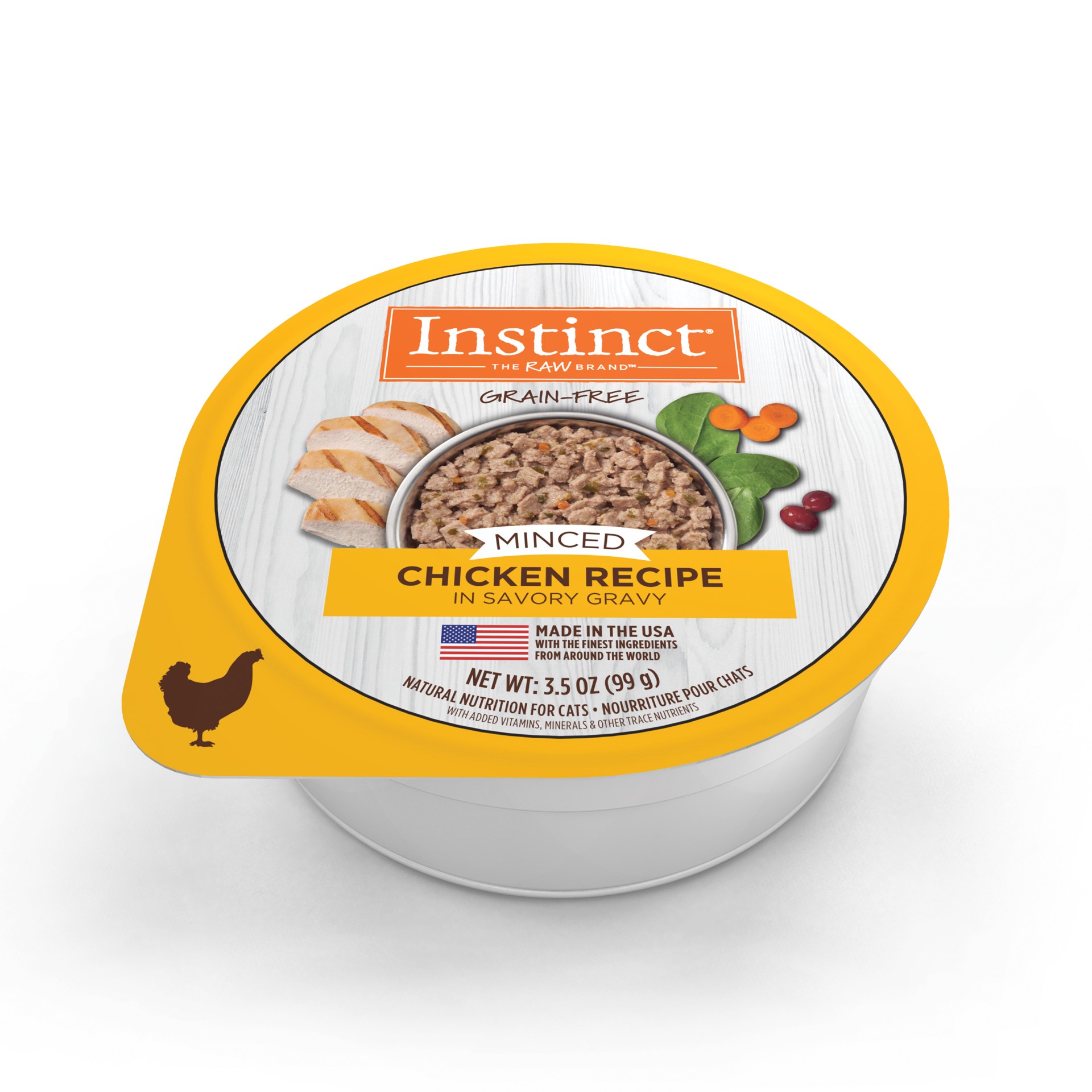 slide 9 of 9, Instinct Original Minced Cups Chicken Wet Cat Food, 3.5 oz. Cup, 0.22 lb