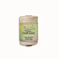 Pepperell Cora's Cotton Cord, 1MM, 300FT, Natural