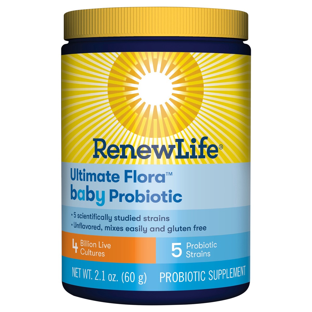 slide 1 of 5, Renew Life Baby Probiotic - Ultimate Flora™ Baby Probiotic Supplement 4 Billion CFU - Powder Formula - 2.1 Ounce, 2.1 oz