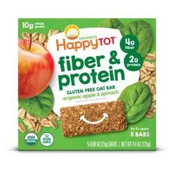 Happy Tot Organics Bestie Bars Soft-Baked Oat Bars, Organic Toddler Snacks with Protein and Gut-Friendly Fiber, Apple & Oats, 5 Count
