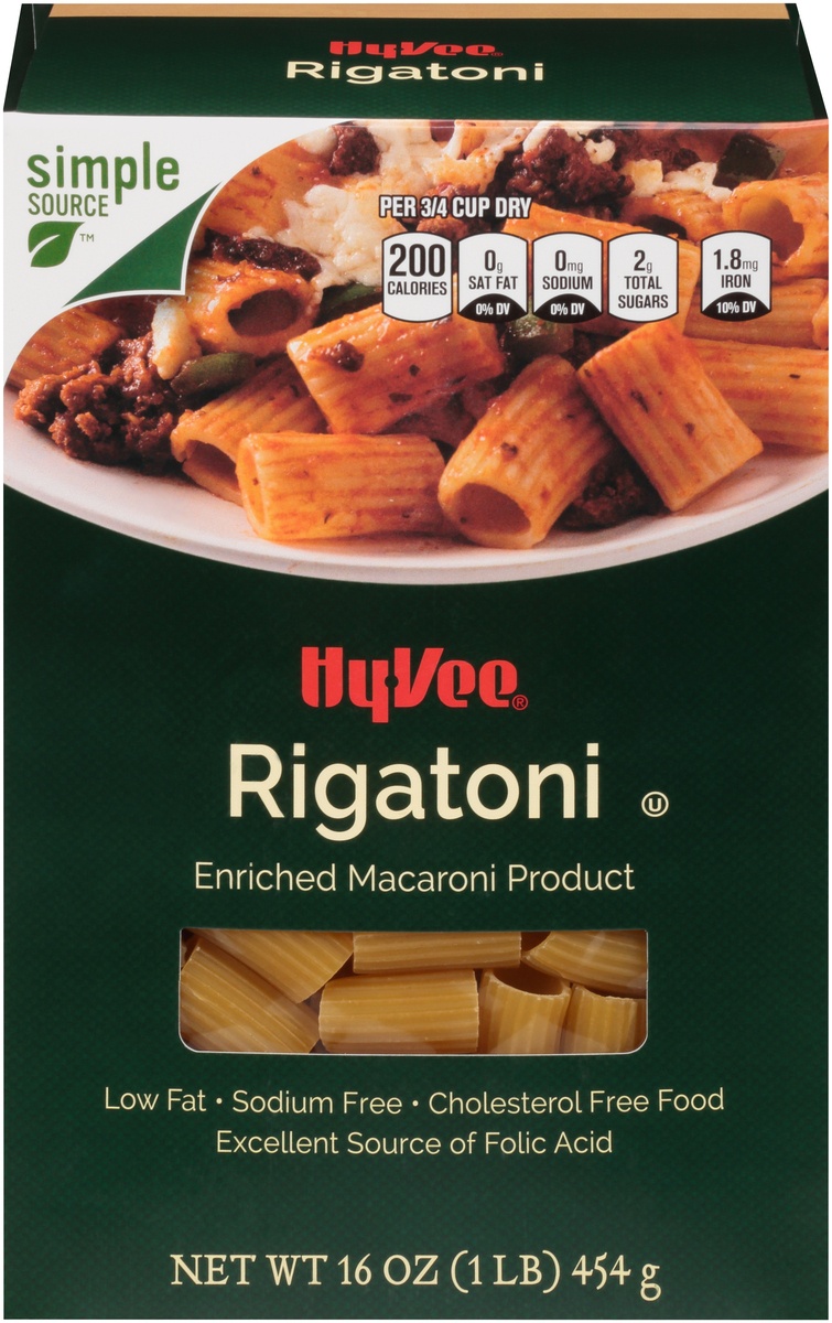 slide 1 of 1, Hy-vee Enriched Macaroni Product, Rigatoni, 16 oz