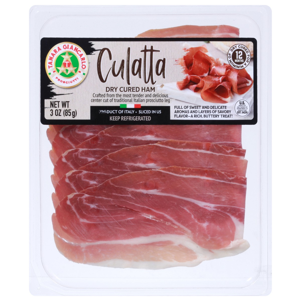 slide 1 of 11, Tanara Giancarlo Culatta Dry Cured Ham 3 oz, 3 oz