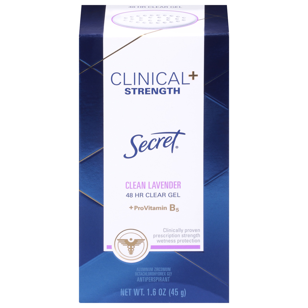 slide 1 of 1, Secret Clinical Strength Clean Lavender Clear Gel Antiperspirant And Deodorant, 1.6 oz