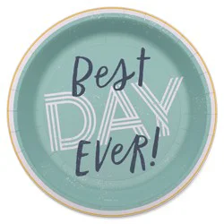 American Greetings 10-Count 7" Paper Plates, Best Day Ever on Green