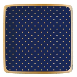 Design Design Midnight Blue/Gold Swiss Dots Dessert Plate