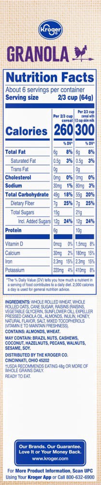 slide 3 of 5, Kroger Oats Raisins Almonds And Honey Granola, 14 oz