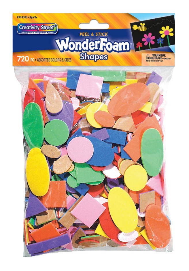 slide 1 of 1, Creativity Street WonderFoam Peel & Stick Shapes, Assorted Shapes & Colors, Assorted Sizes, 720 Pieces, 720 pc