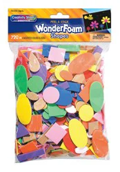 Creativity Street WonderFoam Peel & Stick Shapes, Assorted Shapes & Colors, Assorted Sizes, 720 Pieces