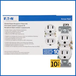 Eaton 15 -Amp 125-volt Residential Duplex Outlet Receptacles , White 10 -Pack