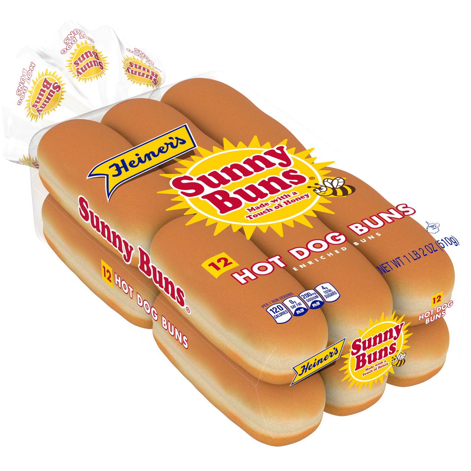 slide 3 of 3, Heiner's Sunny Buns Honey (Club Pack) Enriched Hot Dog Buns, 12 count, 18 oz, 12 ct