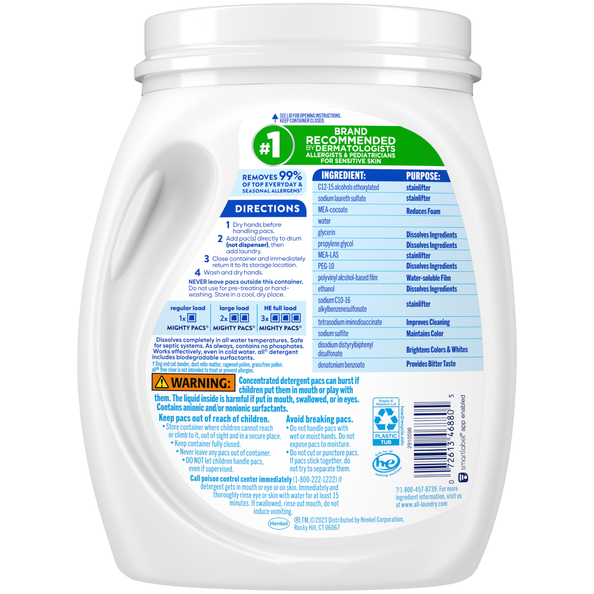 slide 2 of 2, All® Free + Clear The Original 4-in-1 Mighty Pacs®, 80 ct