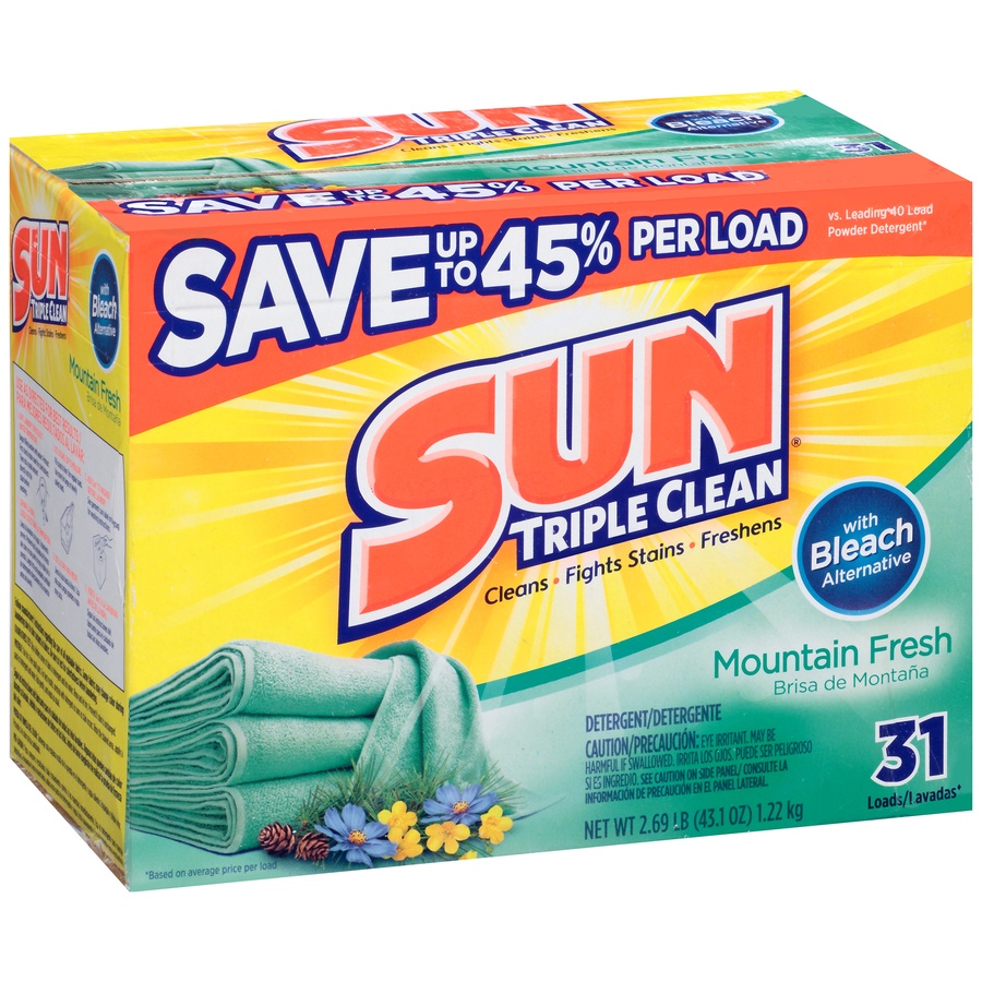 slide 2 of 7, Sun Mountain Fresh with Bleach Powder Detergent 29 Loads, 43.1 oz