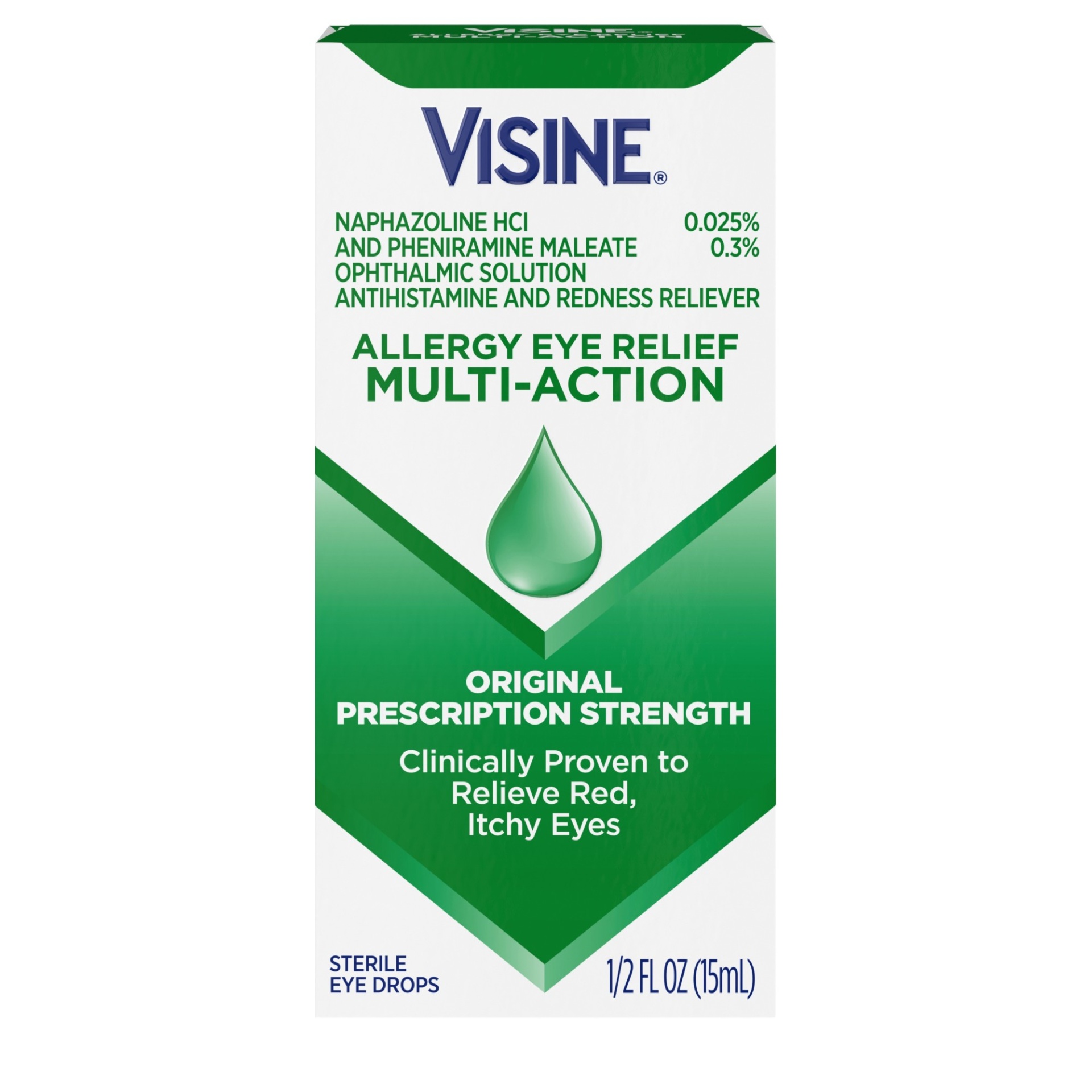 slide 1 of 1, Visine Allergy Eye Relief Multi-Action Antihistamine & Redness Reliever Eye Drops with Pheniramine Maleate & Naphazoline HCl, Eye Drop Treatment for Red, Itchy, Allergy Eyes, 0.5 fl oz