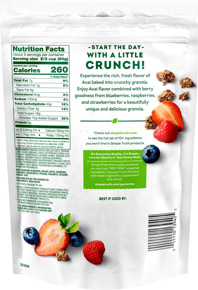 slide 2 of 2, Simple Truth Organic Acai Bowl Granola, 11 oz