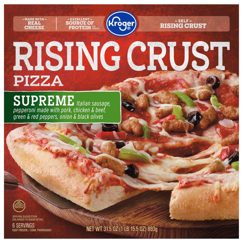 slide 2 of 3, Kroger Supreme Rising Crust Pizza, 31.5 oz