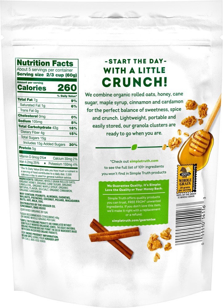 slide 4 of 4, Simple Truth Organic Oats & Honey Granola, 11 oz