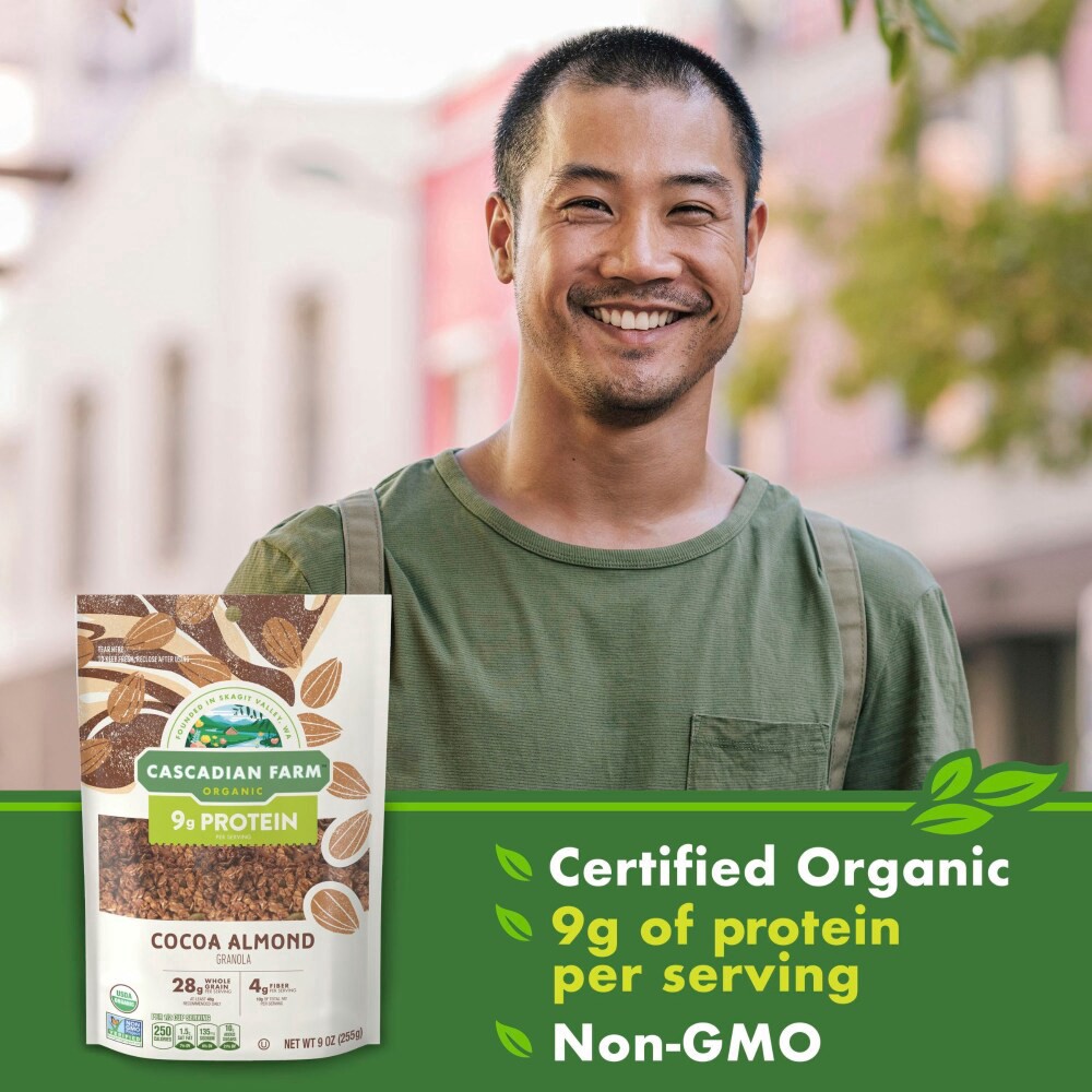slide 5 of 6, Cascadian Farm Organic Cocoa Almond Protein Granola, 9 oz