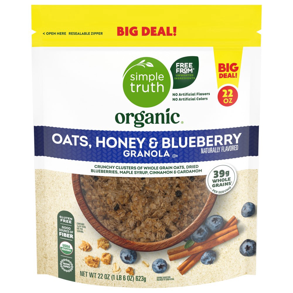 slide 2 of 2, Simple Truth Organic Blueberry Oats And Honey Granola Big Deal!, 22 oz