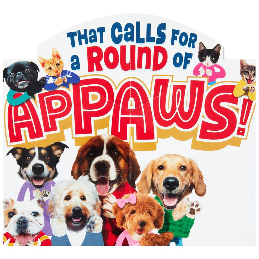 slide 3 of 5, Hallmark Funny Pop-Up Birthday Card (Dogs and Cats Round of "Appaws") E29, 1 ct