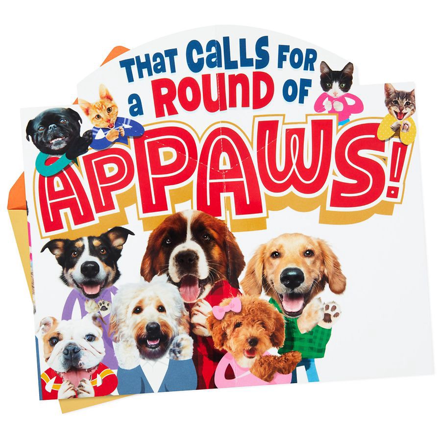 slide 4 of 5, Hallmark Funny Pop-Up Birthday Card (Dogs and Cats Round of "Appaws") E29, 1 ct