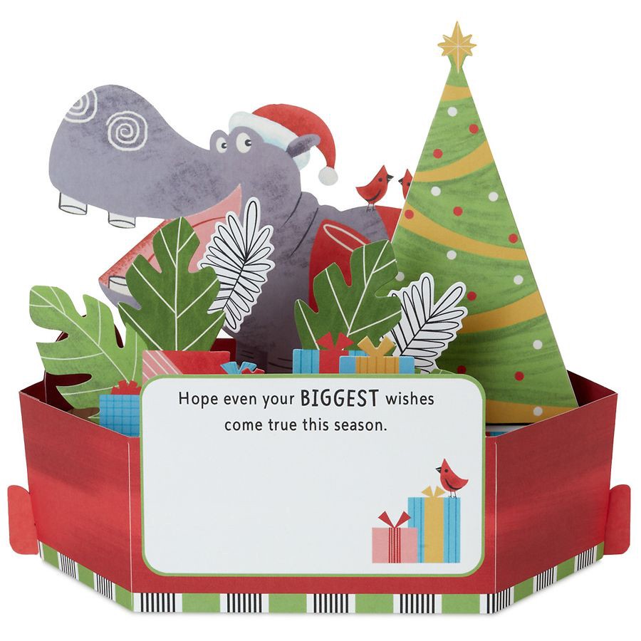 slide 3 of 5, Hallmark Musical Pop-Up Holiday Card (Hippopotamus for Christmas), 1 ct