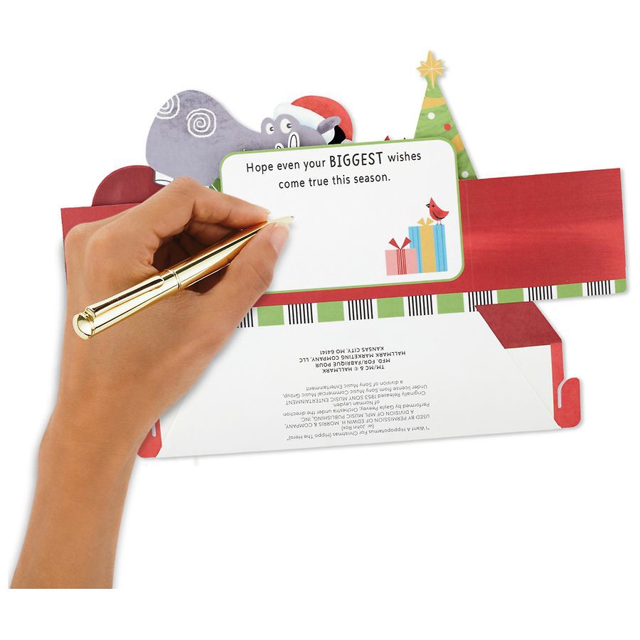 slide 4 of 5, Hallmark Musical Pop-Up Holiday Card (Hippopotamus for Christmas), 1 ct