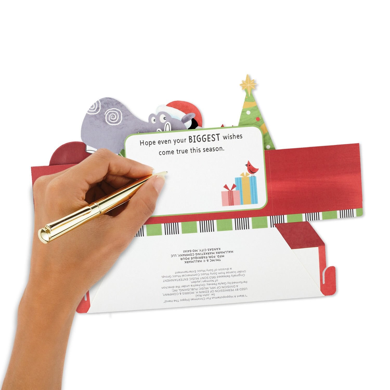 slide 5 of 6, Hallmark Paper Wonder Musical Pop-Up Holiday Card With Light (I Want A Hippopotamus For Christmas) #3, 1 ct