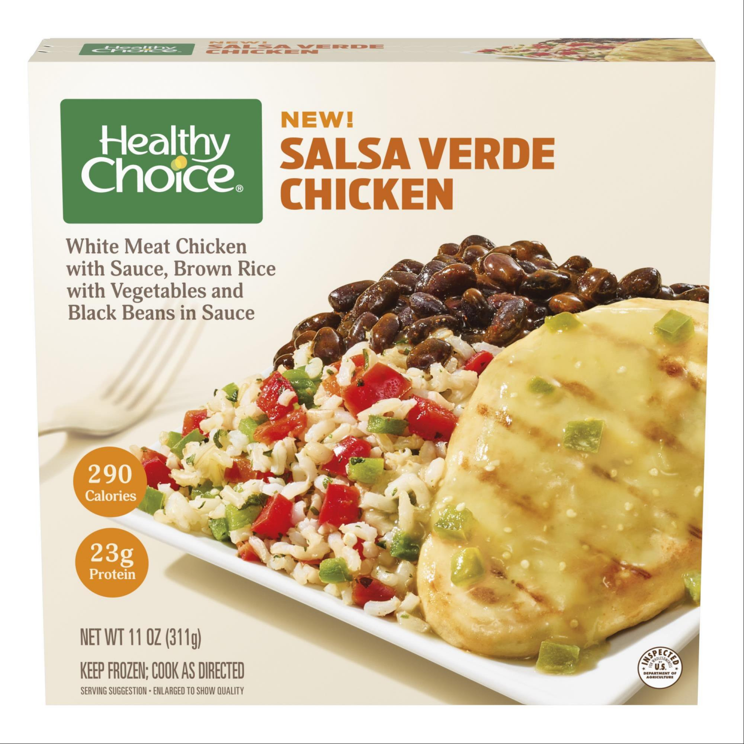 slide 1 of 3, Healthy Choice Salsa Verde Chicken, Frozen Meal, 11 oz., 11 oz