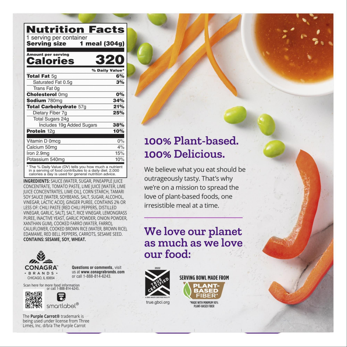slide 3 of 4, Purple Carrot Sweet & Sour Cauliflower, Plant-Based Frozen Meal, 10.75 oz., 10.75 oz