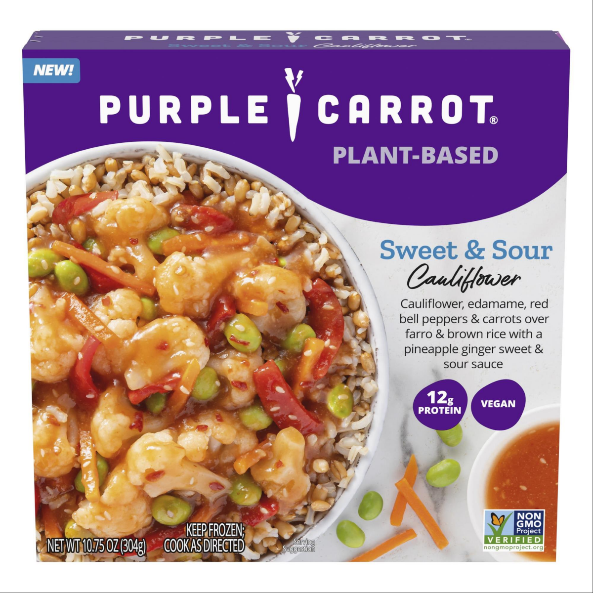 slide 1 of 4, Purple Carrot Sweet & Sour Cauliflower, Plant-Based Frozen Meal, 10.75 oz., 10.75 oz