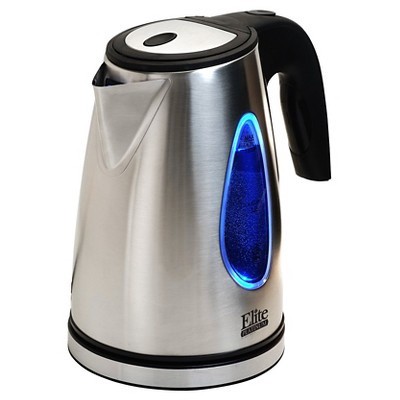 slide 1 of 1, Elite By Maxi-Matic Cordless Electric Kettle - Silver/Black, 1.7 liter