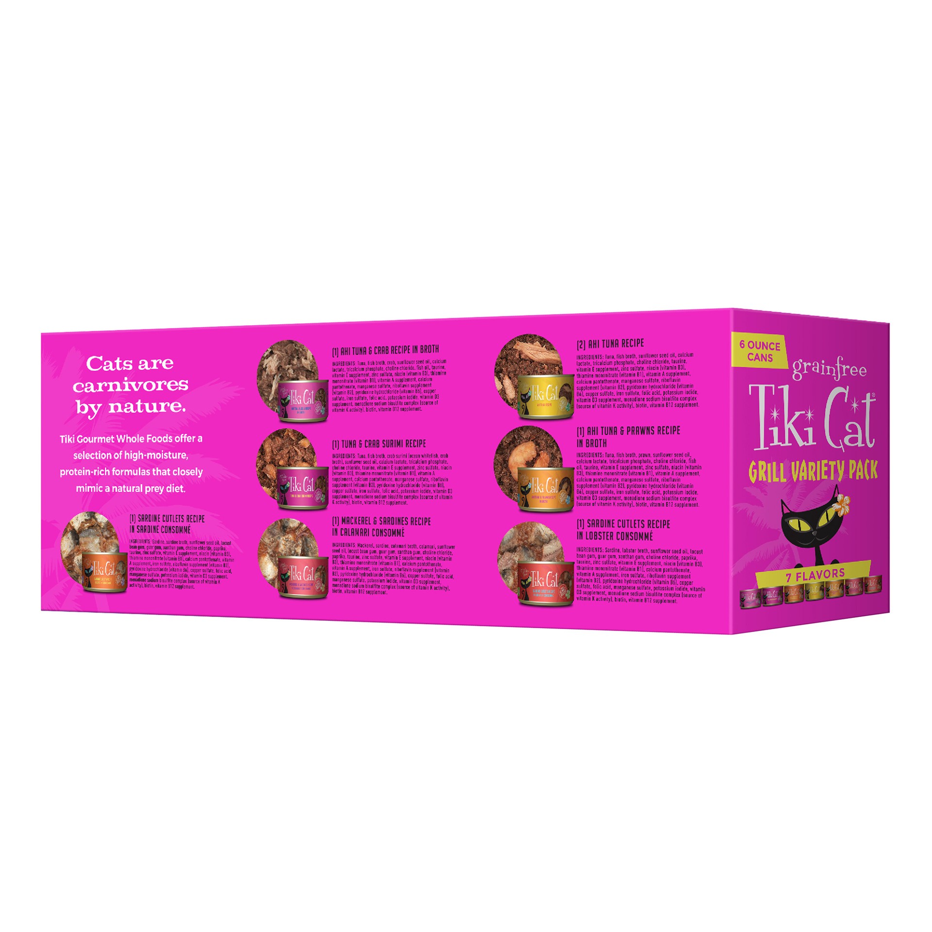 slide 3 of 7, Tiki Cat Grill Wet Cat Food, Variety Pack, 6 oz. Can (8 Count), 48 oz