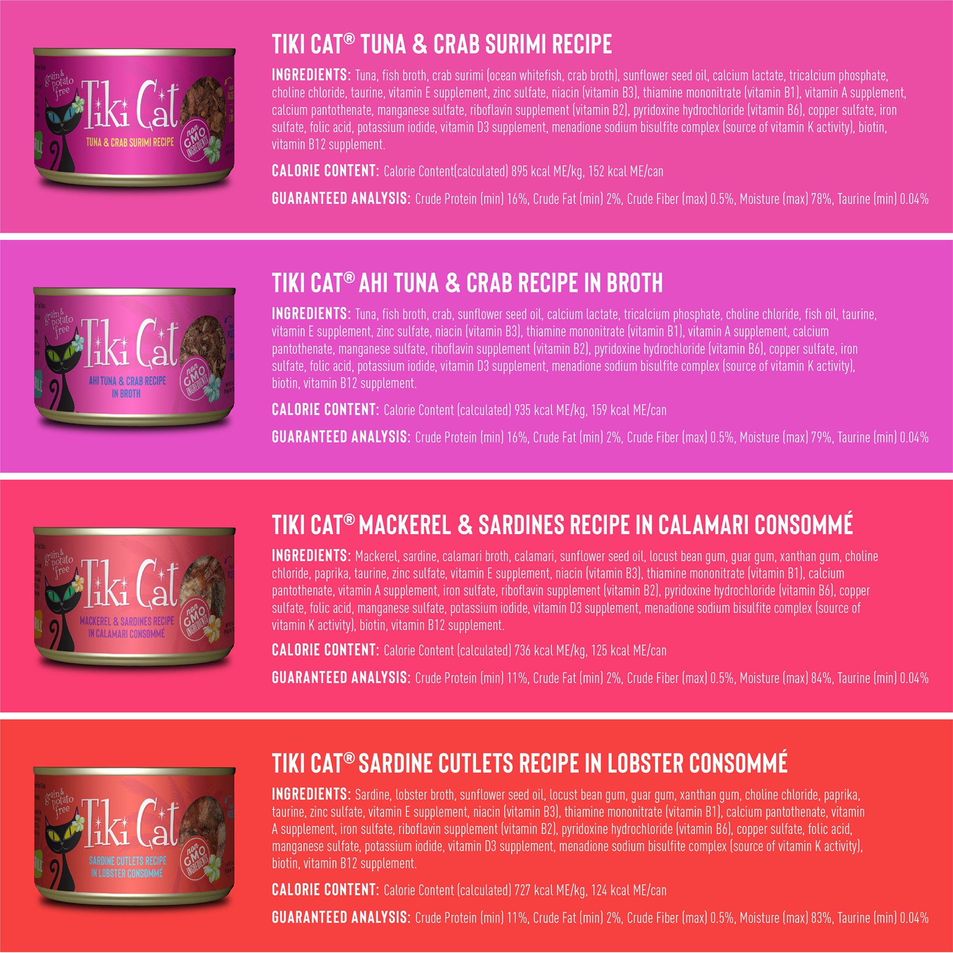 slide 5 of 7, Tiki Cat Grill Wet Cat Food, Variety Pack, 6 oz. Can (8 Count), 48 oz