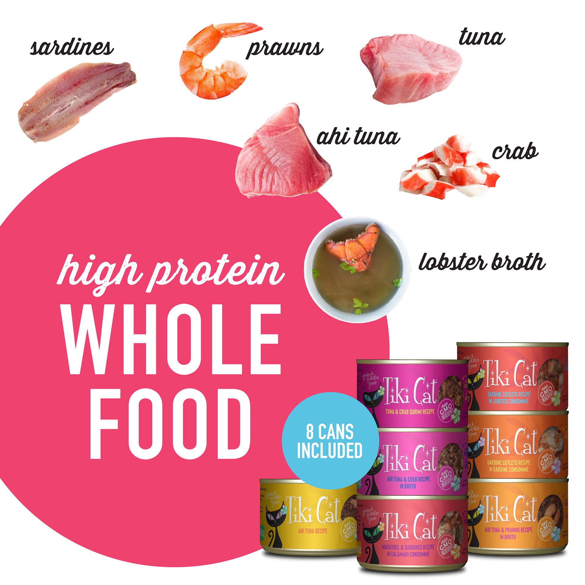 slide 2 of 7, Tiki Cat Grill Wet Cat Food, Variety Pack, 6 oz. Can (8 Count), 48 oz