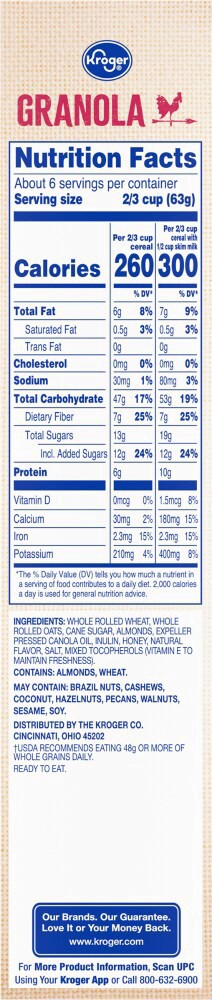 slide 2 of 3, Kroger Oats Almonds And Honey Granola, 14 oz