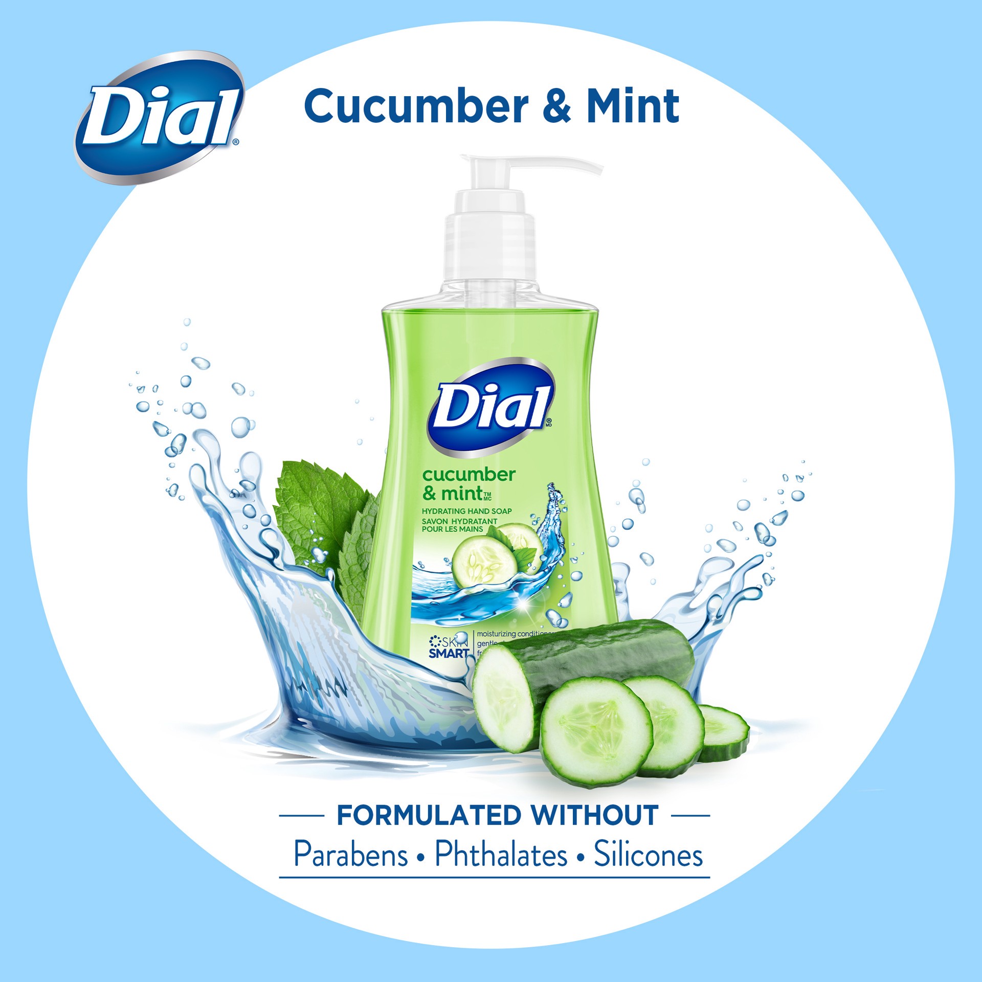 slide 4 of 5, Dial Liquid Hand Soap, Cucumber & Mint, 7.5 fl oz, 7.50 fl oz