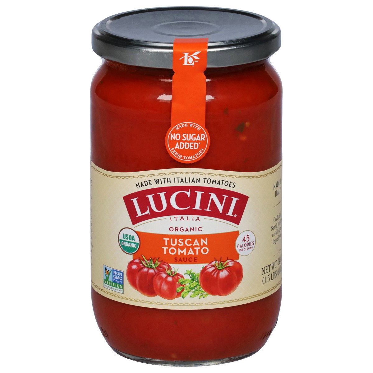 slide 1 of 9, Lucini Italia Organic Tuscan Tomato Sauce 24 oz, 25.5 oz