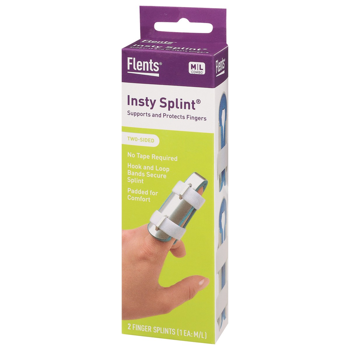 slide 8 of 9, Flents Insty Splint Two Sided Finger Splints M/L Combo 2 ea, 2 ct
