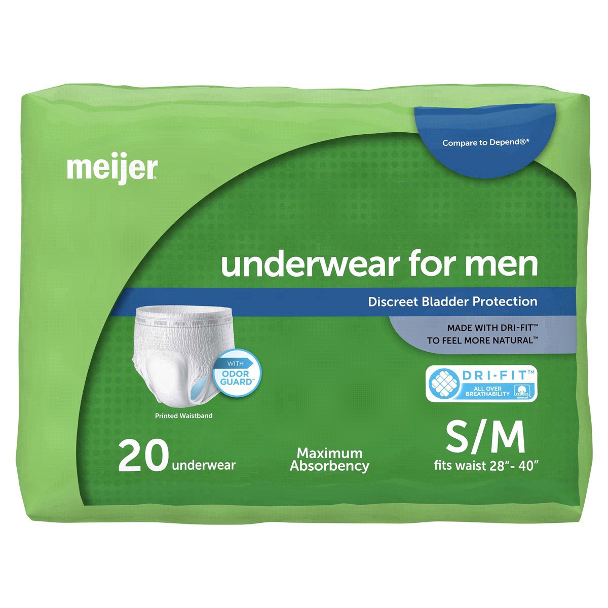 slide 13 of 17, Meijer Underwear for Men, Maximum Absorbency, Small/Medium, 20 ct