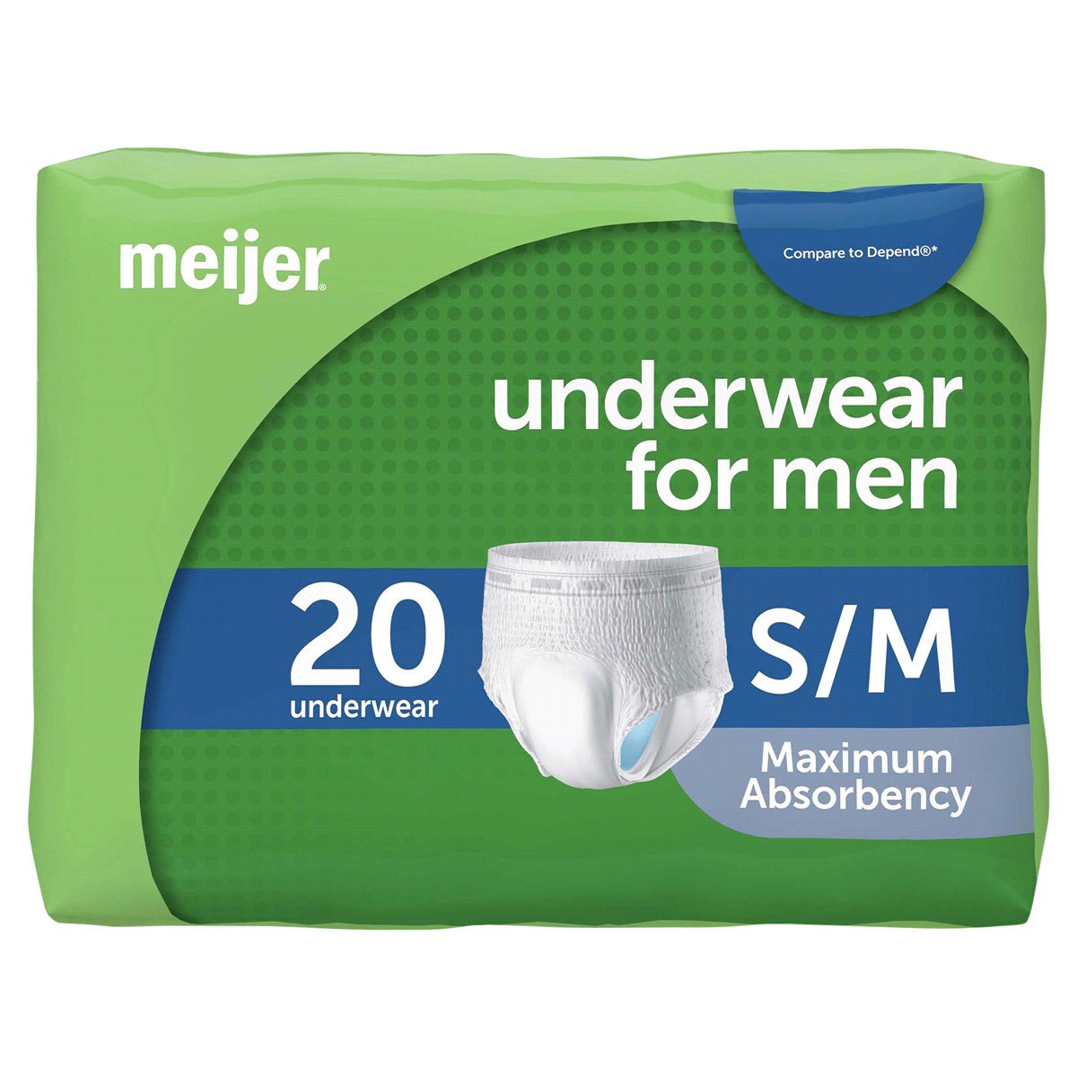 slide 1 of 17, Meijer Underwear for Men, Maximum Absorbency, Small/Medium, 20 ct