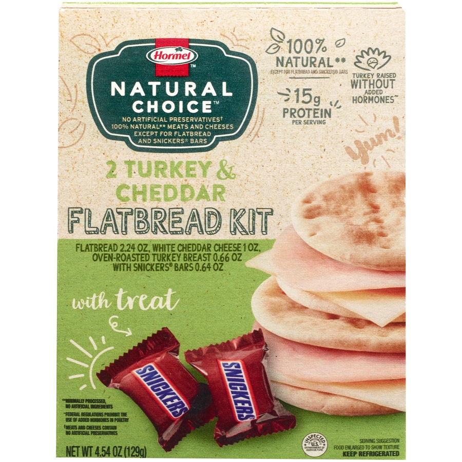 slide 1 of 1, Hormel Natural Choice 2 Turkey & Cheddar Flatbread Kit, 4.54 oz